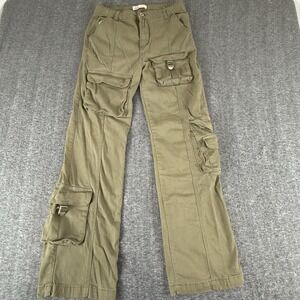 Women's Olive Cargo Pants Size 11 Lilac Sunset Y2K Utility Wide Leg 28W x 30L